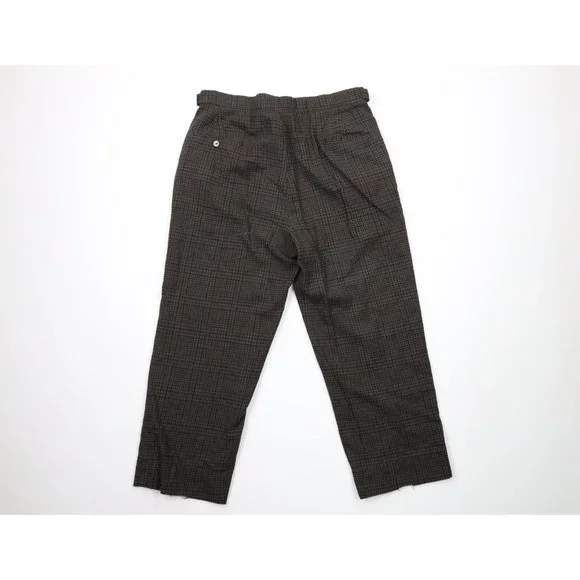 Vintage 30s Mens Size 32x28 Distressed Wool Wide Leg Pants Trousers Plaid USA